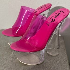 Pink Amaranth Clear Platform Heels
